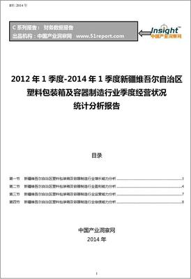 2012-2014年1季度新疆维吾尔自治区塑料包装箱及容器制造行业经营状况分析季报